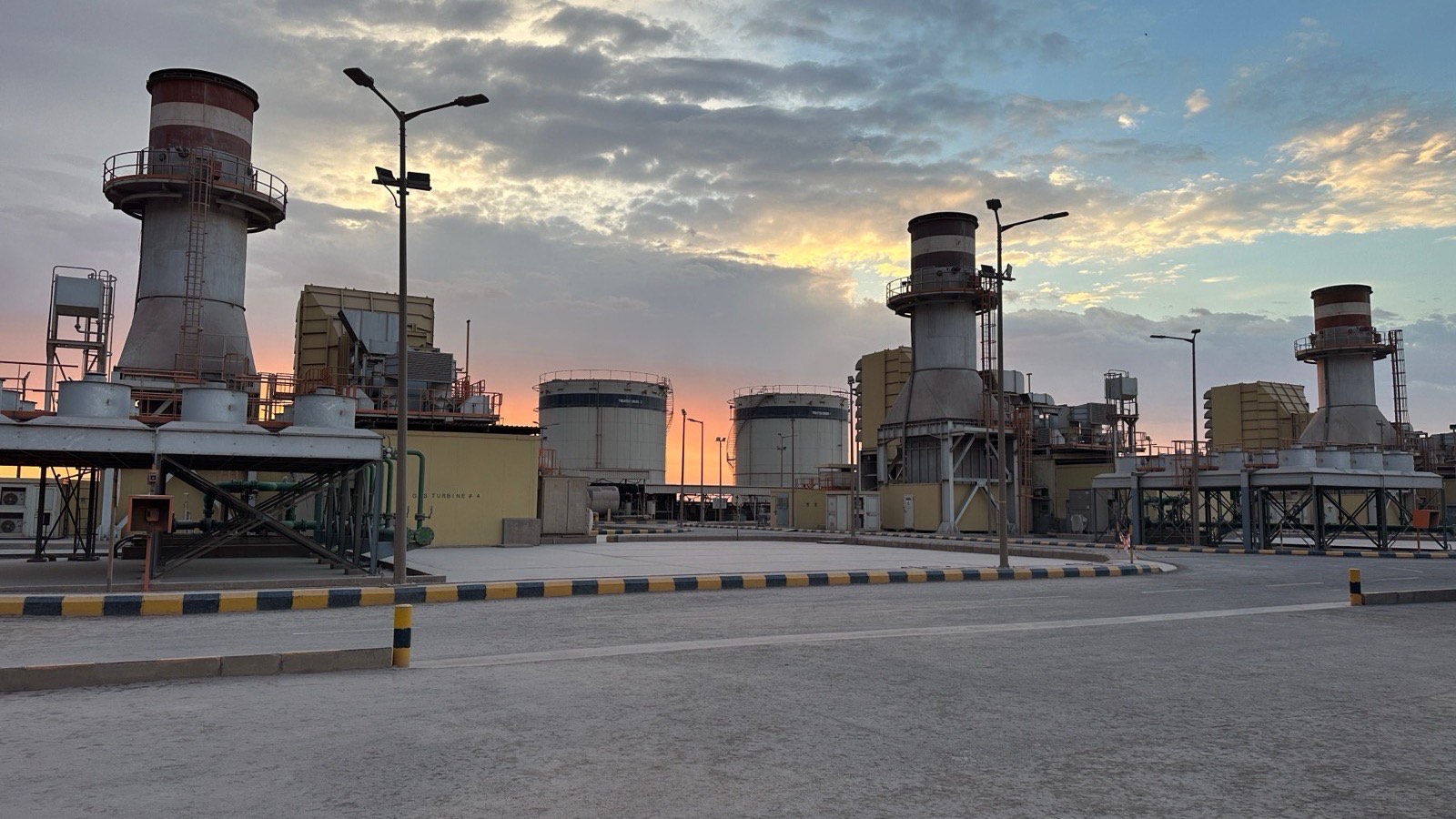 A power plant in Saudi Arabia at sunrise